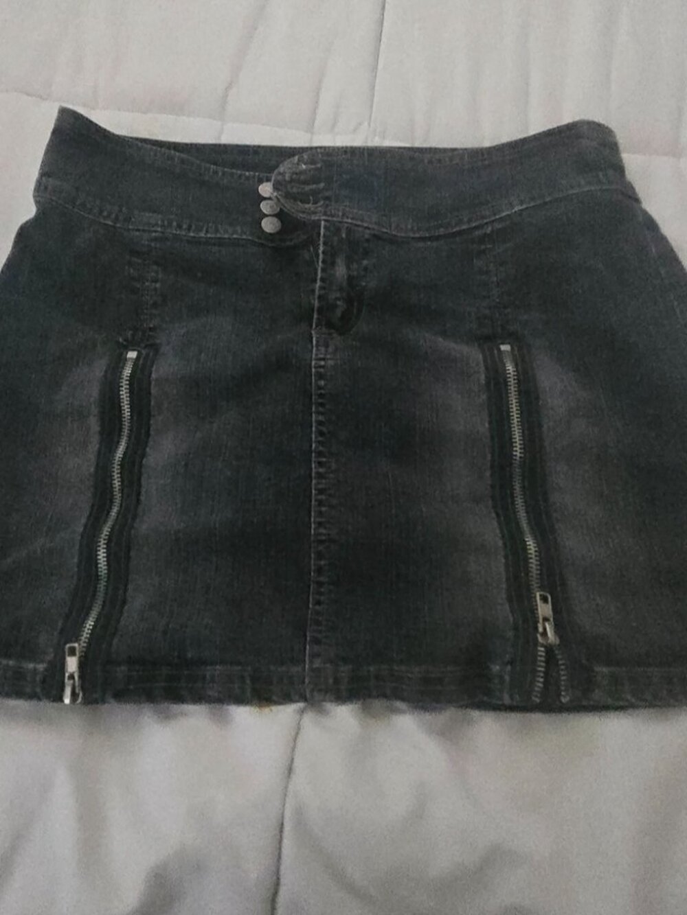 Black Denim Mini Skirt